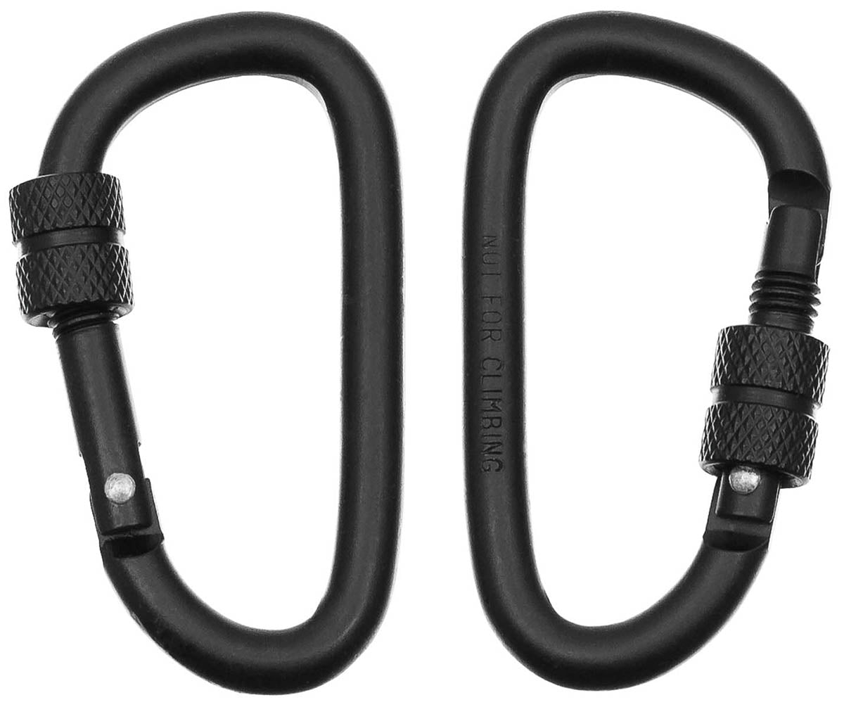 Karabiner, Schraubverschluss, D 6mm x 6cm, 2er Pack,schwarz