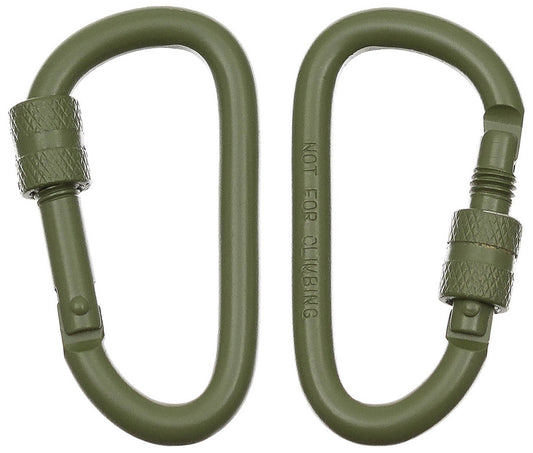 Karabiner, Schraubverschluss, D 6 mm x 6 cm, 2er Pack, oliv