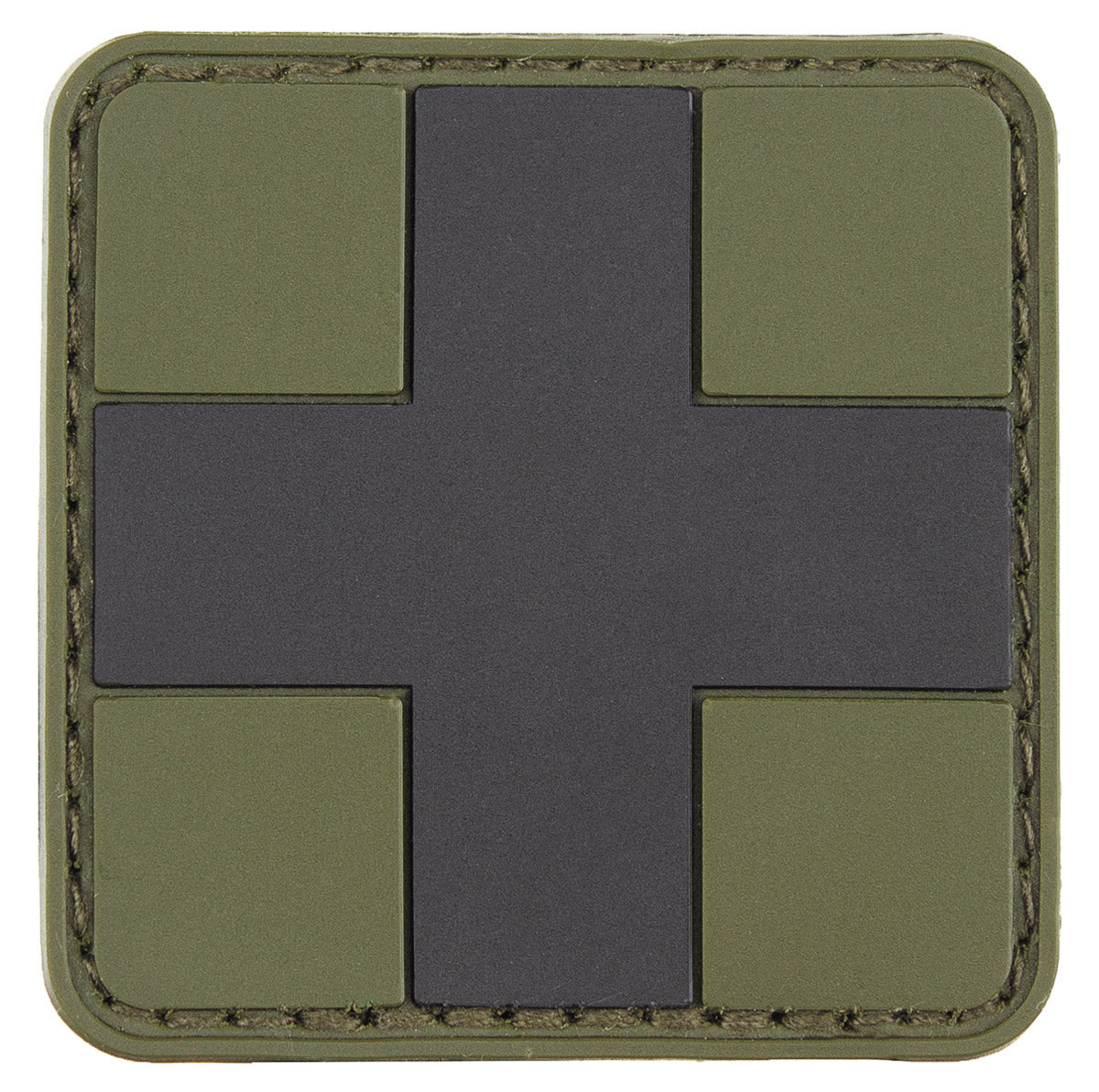 Badge velcro, "PREMIER SECOURS", olive-noir, 3D, environ 5 x 5 cm