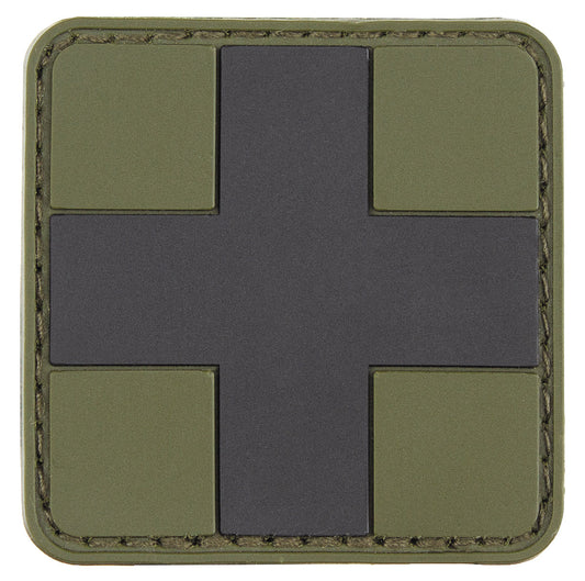 Badge in velcro "FIRST AID", nero oliva, 3D, circa 5 x 5 cm