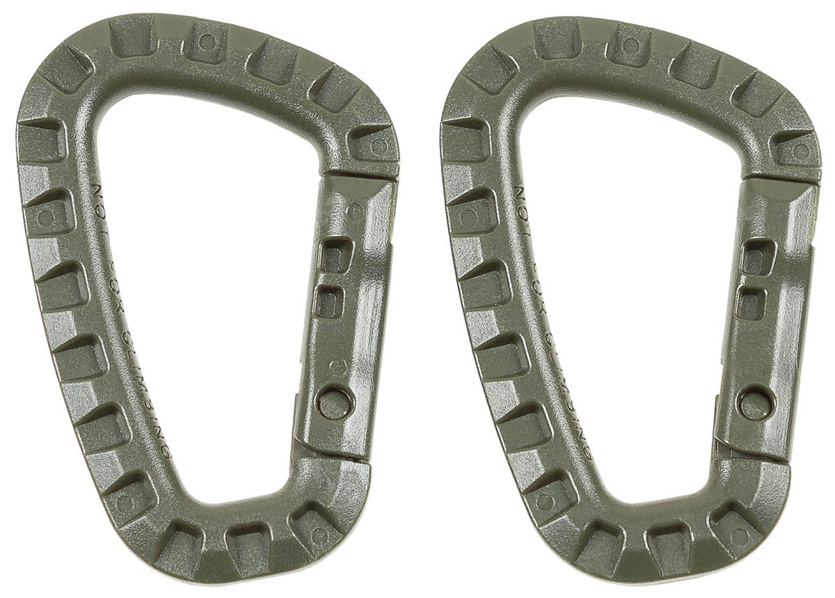 Karabiner, Plastik, oliv, D 7 mm x 8,5 cm, 2er Pack