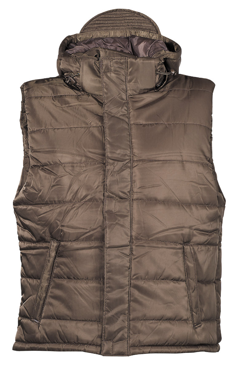 Gilet, oliva, foderato, con cappuccio removibile