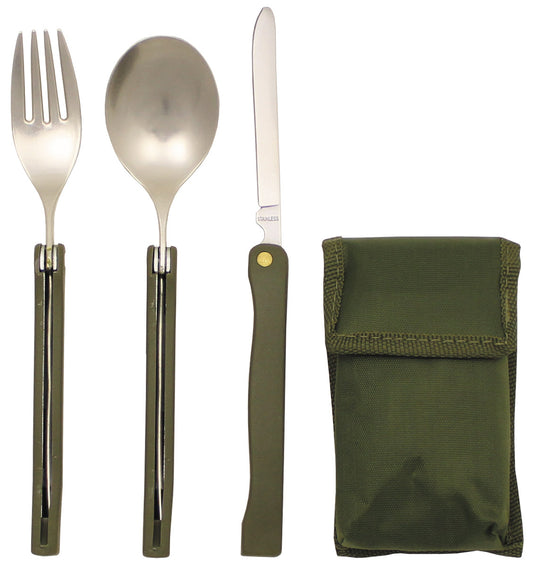 Couverts "Camping", olive, pliables