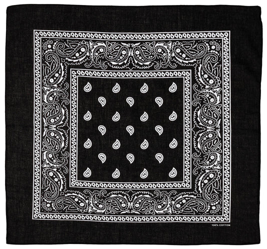 Bandana, noir et blanc, environ 55 x 55 cm, coton