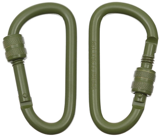 Karabiner, Schraubverschluss, D 8 mm x 8 cm, 2er Pack, oliv