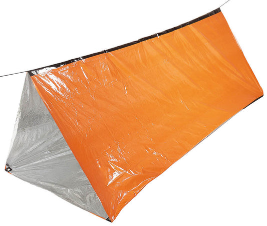 Tenda di emergenza, arancione, rivestita in alluminio su un lato