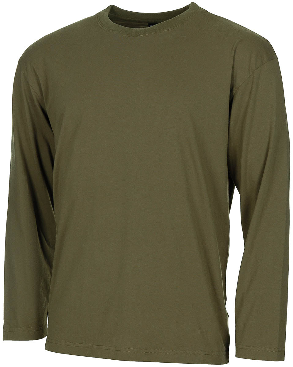 Chemise US, manches longues, olive, 170 g/m²