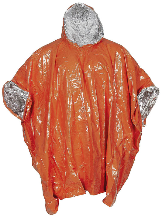 Poncho d'urgence, orange, revêtement aluminium sur un côté