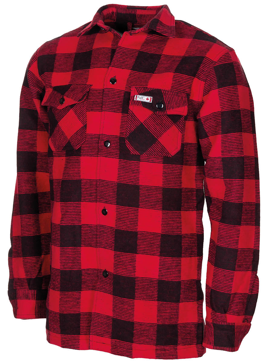 Camicia da boscaiolo, rosso-nera, a quadri