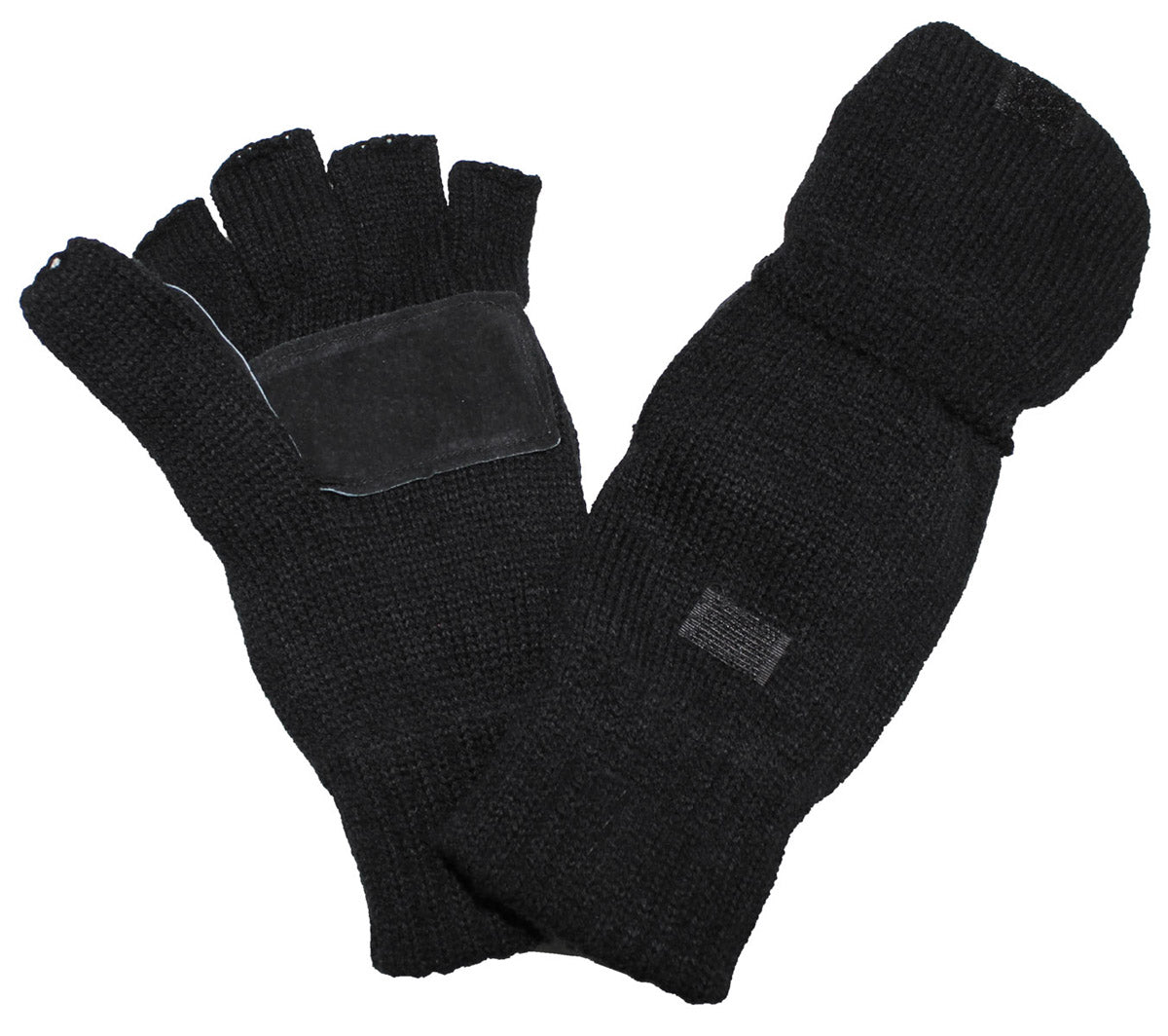 Strick-Faust-Fingerhandschuhe, schwarz, gefüttert