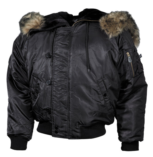 Veste polaire US N2B, noire, doublure épaisse