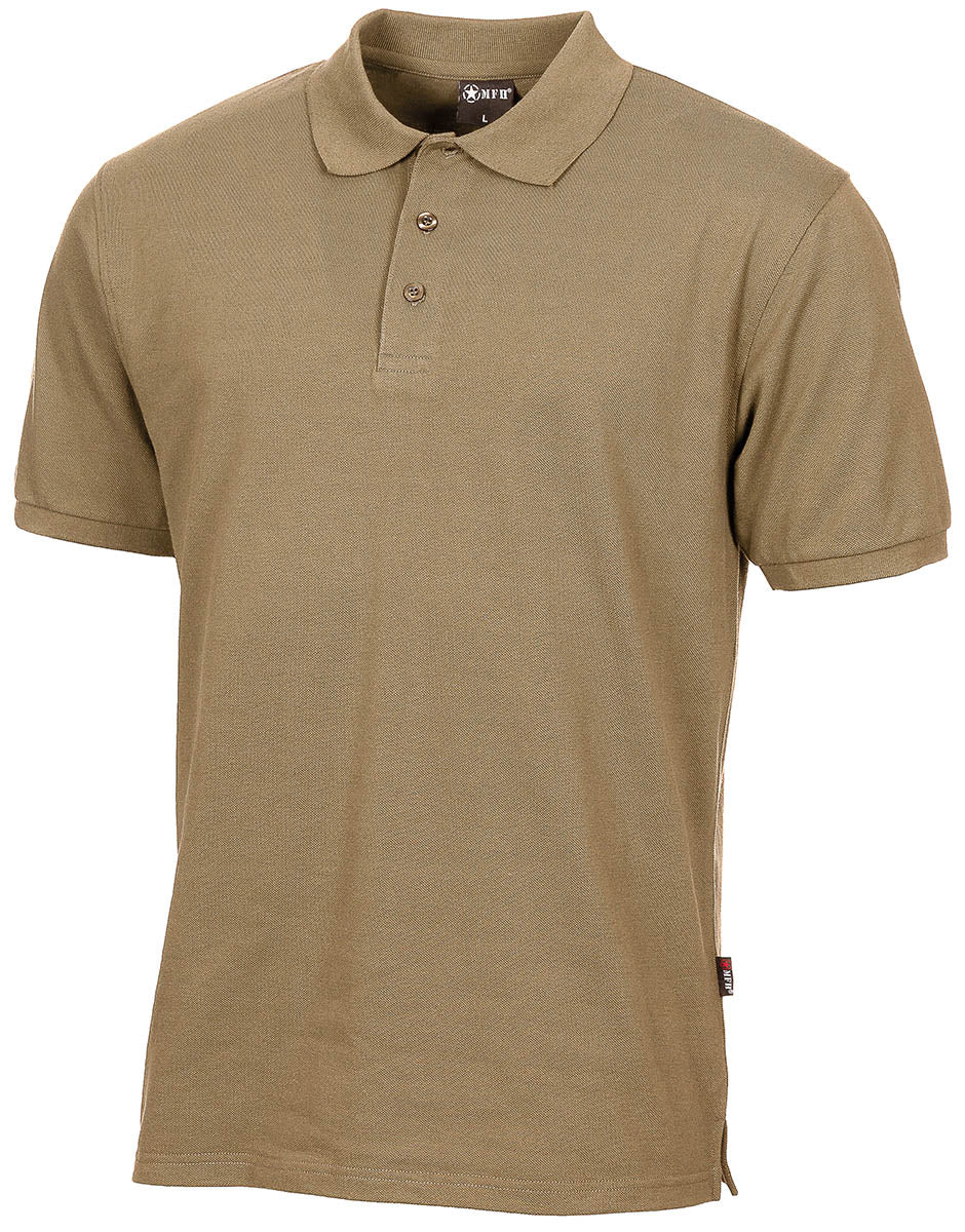 Polo, beige coyote, avec patte de boutonnage