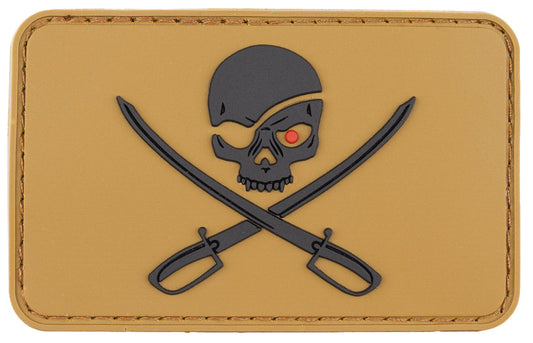 Klettabzeichen, 3D, "Skull with Swords",coyote tan