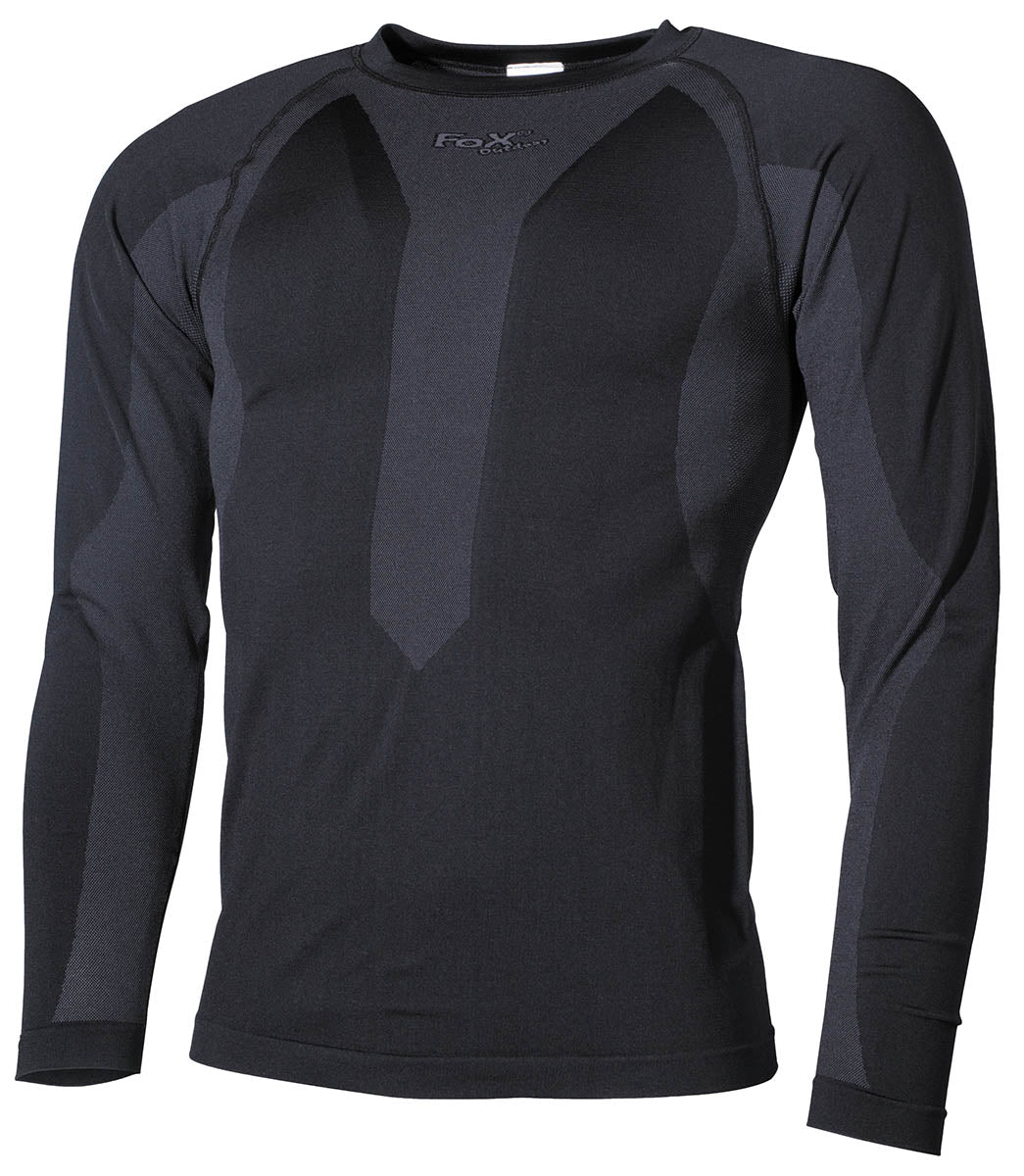 Maillot de corps fonctionnel thermique, manches longues, noir