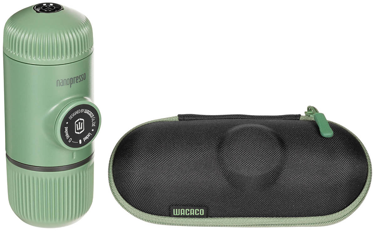 Macchina per caffè espresso "NANOPRESSO", verde, con custodia