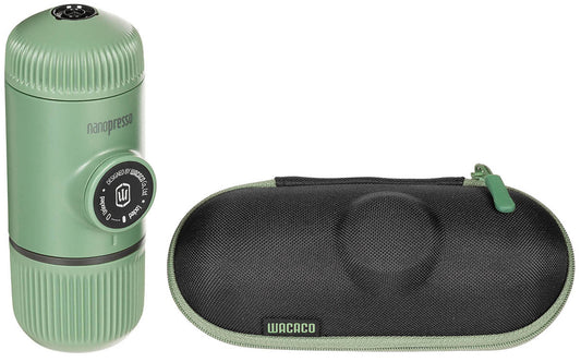 Macchina per caffè espresso "NANOPRESSO", verde, con custodia