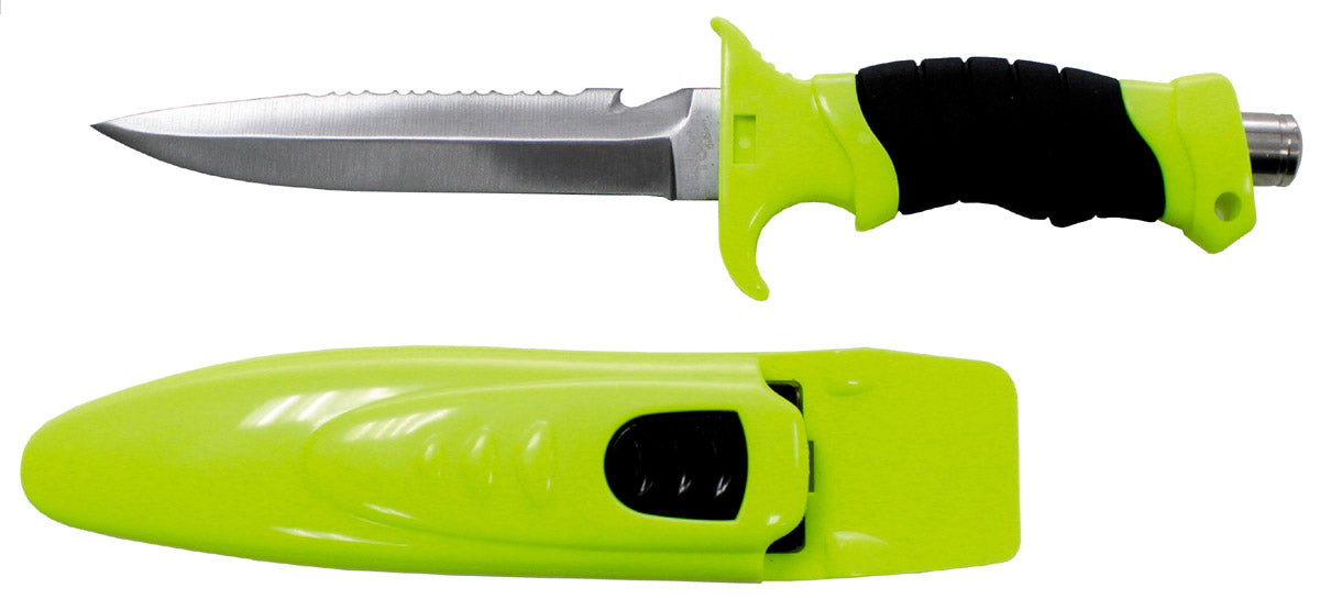 Coltello da sub, "Profi", giallo neon/nero, fodero