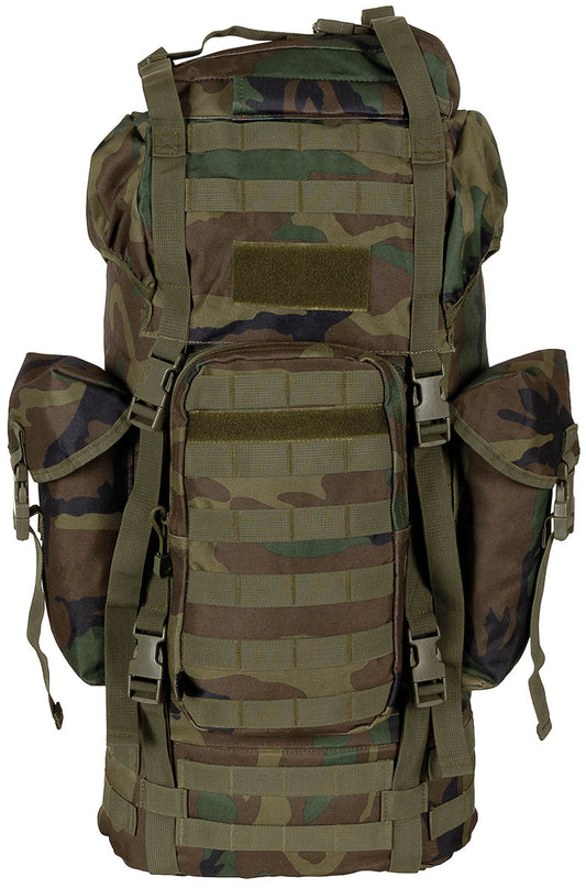 Zaino da combattimento BW, "MOLLE", 65 l, display in alluminio, bosco