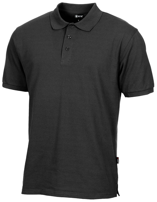 Polo noir avec patte de boutonnage