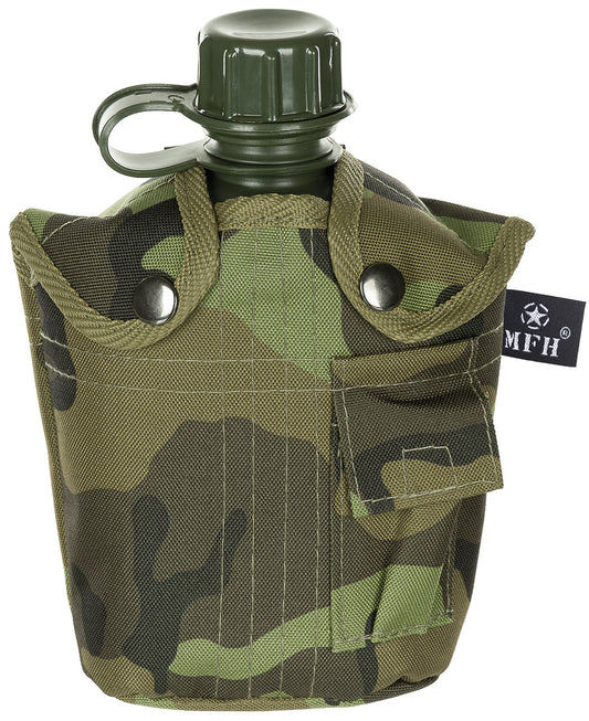 Gourde US en plastique, 1 l, couvercle, camouflage M 95 CZ, sans BPA