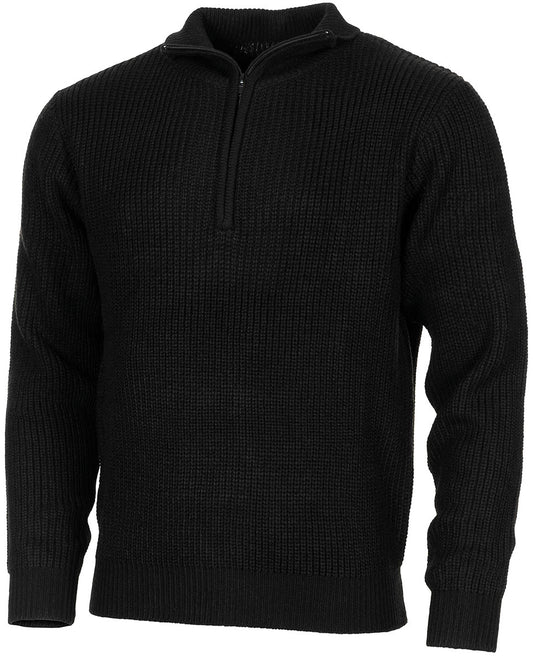 Pullover, "Troyer", schwarz, mit Reißverschluss