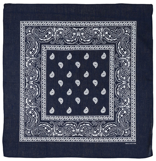 Bandana, bleu marine-blanc, environ 55 x 55 cm, coton