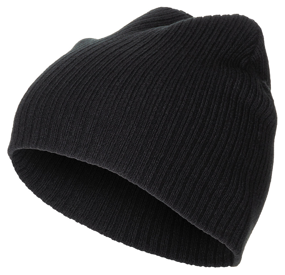 Bonnet tricoté, "Beanie", déchiré, noir, extra court