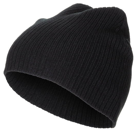 Cappello lavorato a maglia, "Beanie", rip, nero, extra corto