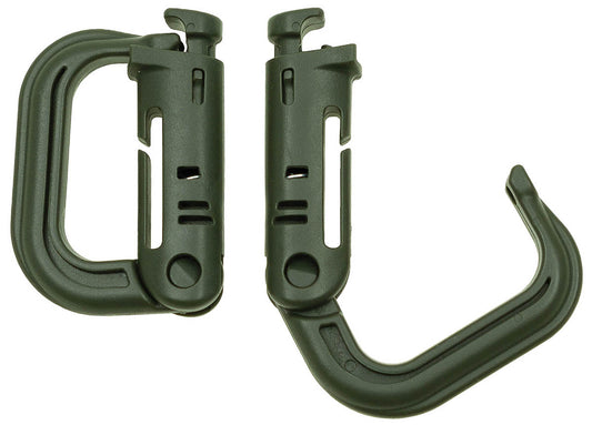 Karabiner, Plastik, "MOLLE", oliv, 2er Pack