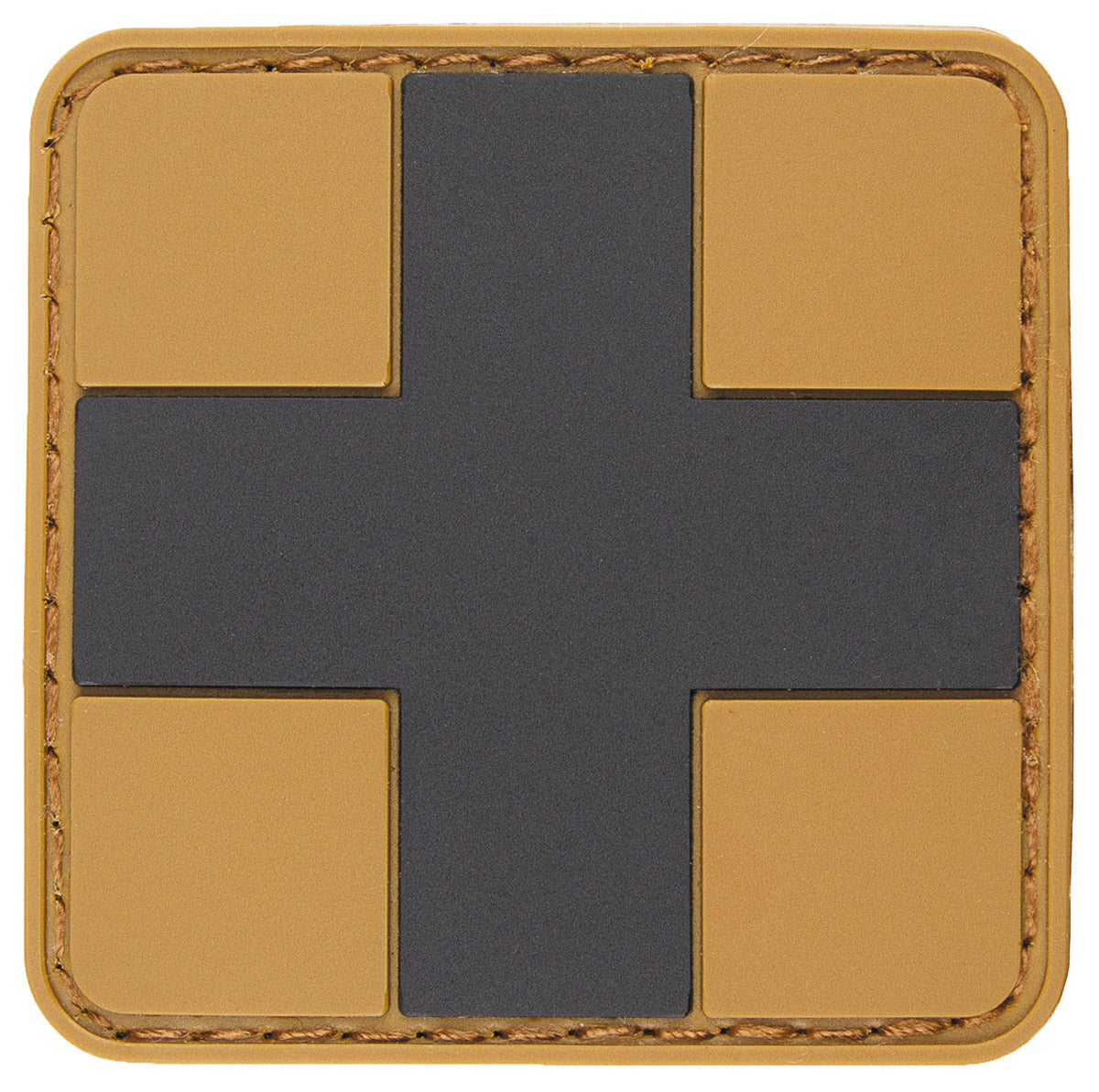 Distintivo in velcro, "FIRST AID", coyote nero, 3D, 5 x 5 cm