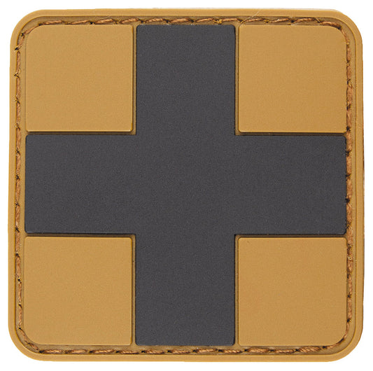 Distintivo in velcro, "FIRST AID", coyote nero, 3D, 5 x 5 cm