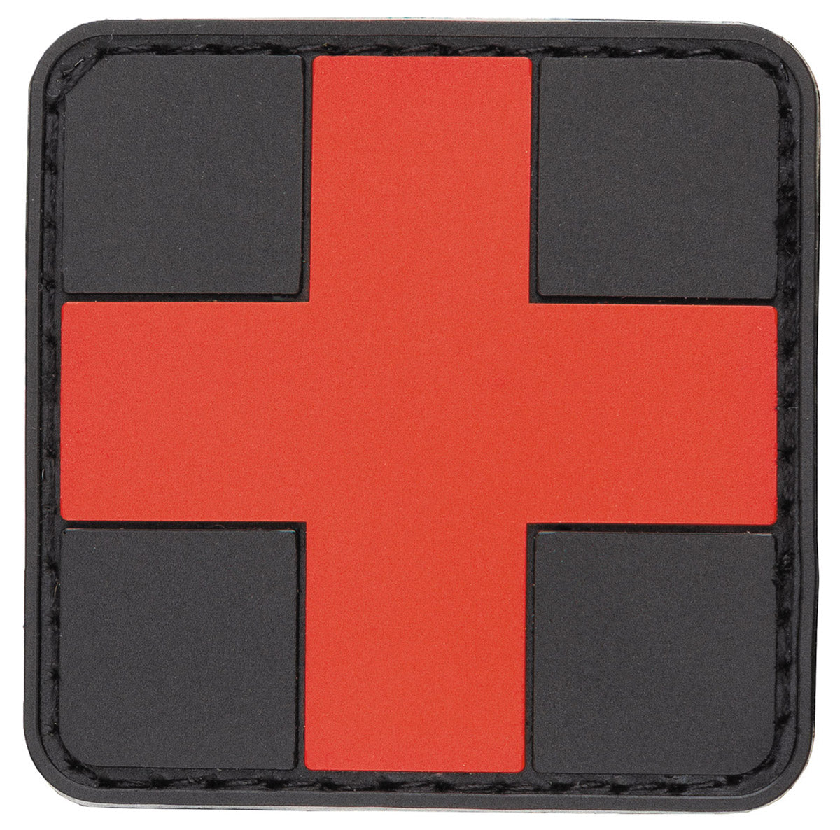 Badge velcro, "PREMIER SECOURS", noir-rouge, 3D, environ 5 x 5 cm